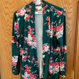 Floral Green Kimono Cardigan
